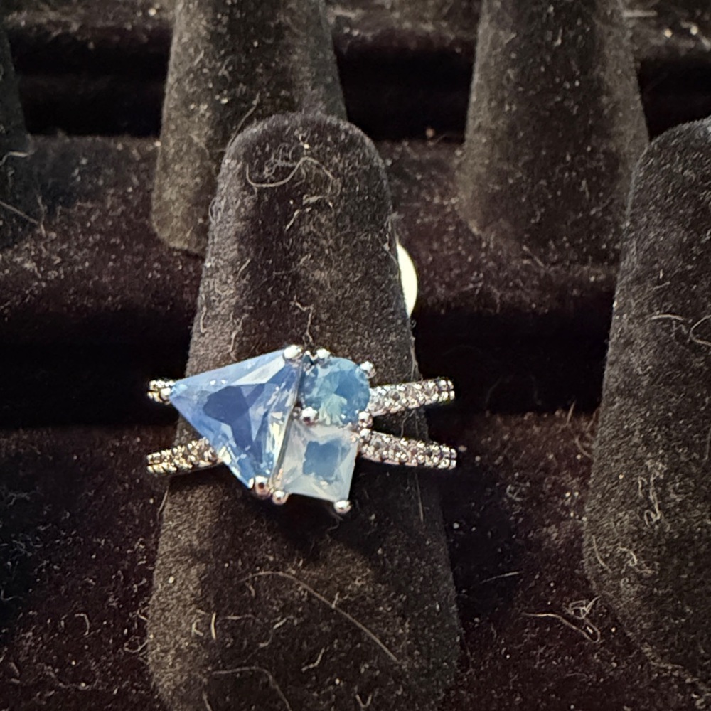 Elegant Blue Sapphire and Opal Ring